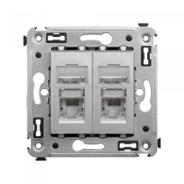 DKC Avanti Компьютерная розетка RJ-45 в стену, кат.5e двойная экранированная, "Закаленная сталь"