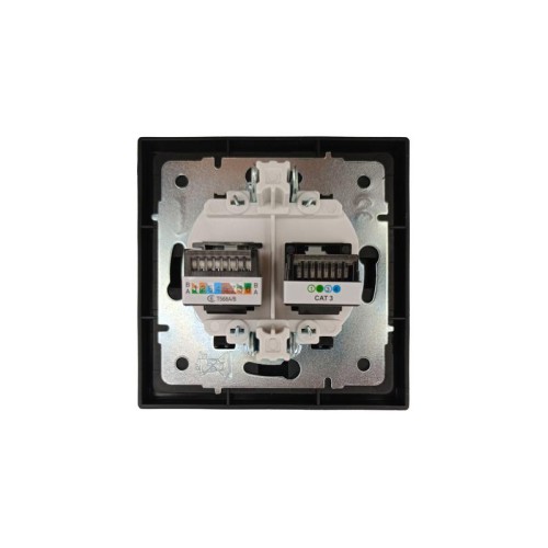 Розетка компьютер+телефон СП ZIMA IP20 с модулем Cat 6 черн. бархат LEZARD 704-4288-144