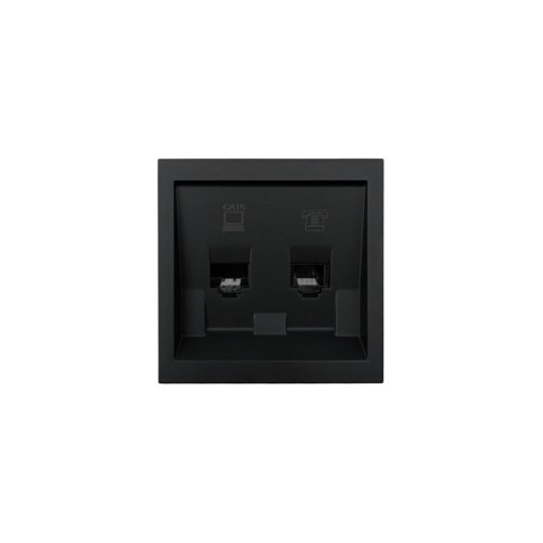 Розетка компьютер+телефон СП ZIMA IP20 с модулем Cat 6 черн. бархат LEZARD 704-4288-144
