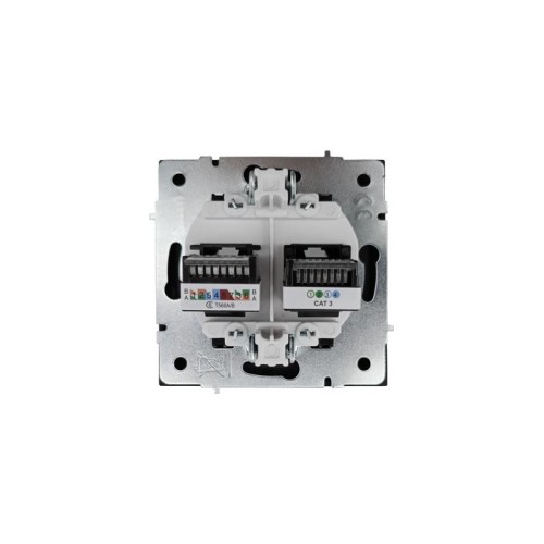 Розетка компьютер+телефон СП ZIMA IP20 с модулем Cat 6 черн. бархат LEZARD 704-4288-144