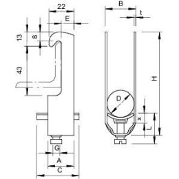 Скоба зажимная U-образ. d16-22мм 2056W 22 FT для углового профиля OBO 1180223