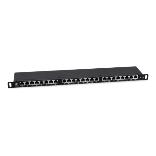 Патч-панель 19дюйм 0.5U 24 порта RJ45 кат.5E Dual IDC PLHD-24-Cat.5e-SH-Dual-0.5U полностью экранир.