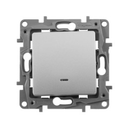 Переключатель 1-кл. СП Etika Plus 10А IP20 250В 10AX с подсветкой безвинтов. зажимы механизм алюм. L