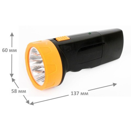 Фонарь аккумуляторный LED3827 5LED аккум. SLA 220В пластик. черн./желт. (кор.) Ultraflash 11241