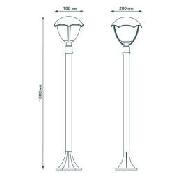 Светильник Aura 1х60Вт E27 IP54 170-240В 200х200х1000мм НТУ столб садово-парковый GAUSS GD030