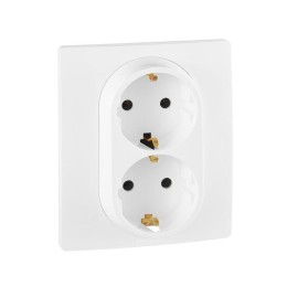 Розетка 2-м СП Etika 16А IP20 250В 2P+E с заземл. немецк. стандарт винт. клеммы в сборе бел. Leg 672