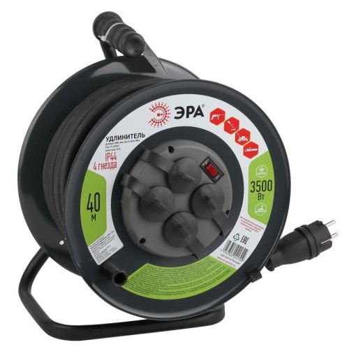 Удлинитель на метал. катушке 4х40м с заземл. 16А IP44 RMx-4es-3х2.5-40m-IP44(KG) КГ 3х2.5 Эра Б00430