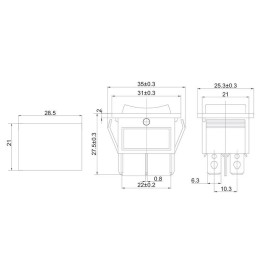 Выключатель клавишный 250В 15А (6с) (ON)-OFF-(ON) с нейтралью без фикс. черн. (RWB-508 SC-767) Rexan