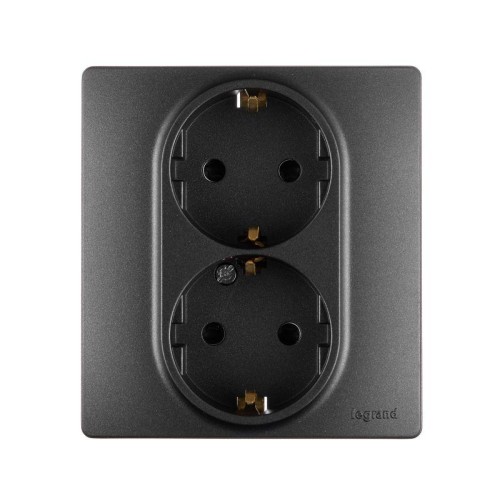 Розетка 2-м СП Etika 16А IP31 250В 2х2P+E с заземл. защ. шторки немецк. стандарт безвинт. клеммы ант