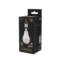 Лампа светодиодная Black 7Вт A60 грушевидная 3000К тепл. бел. E27 450лм аккум. Li-Ion GAUSS 10240210