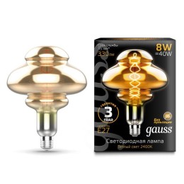 Лампа светодиодная филаментная Black Filament 8Вт BD160 тонированная 2400К тепл. бел. E27 330лм GAUS