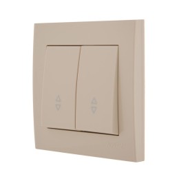 Переключатель проходной 2-кл. СП Rain IP20 в сборе с рамкой крем. LEZARD 703-0303-106