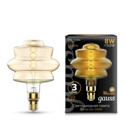 Лампа светодиодная филаментная Black Filament 8Вт BD180 золотая 2400К тепл. бел. E27 560лм GAUSS 161