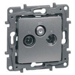 Розетка телевизионная TV/R/SAT СП Etika Plus 2дБ 0-2400МГц с топологией "звезда" механизм алюм. Leg