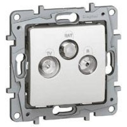 Розетка телевизионная TV/R/SAT СП Etika Plus 2дБ 0-2400МГц с топологией "звезда" механизм бел. Leg 6