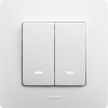 Выключатель 2-кл. СП Etika 10А IP20 250В 10AX с подсветкой/индикацией безвинтов. зажимы механизм бел
