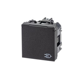 Розетка 1-м СП 2мод. Zenit 16А IP21 250В с заземл. Schuko защ. шторки с крышкой механизм антрацит AB