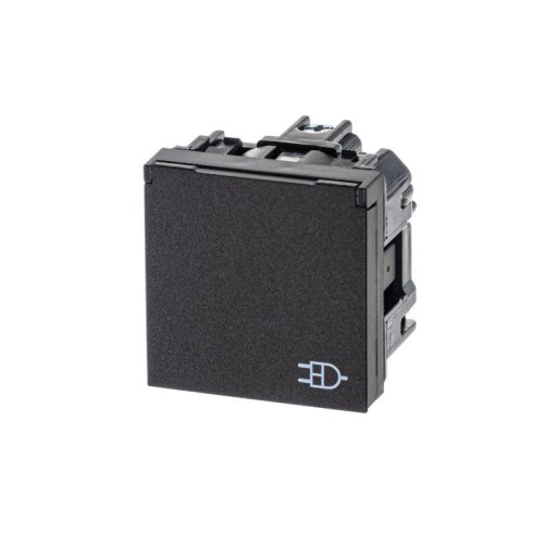 Розетка 1-м СП 2мод. Zenit 16А IP21 250В с заземл. Schuko защ. шторки с крышкой механизм антрацит AB