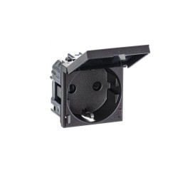 Розетка 1-м СП 2мод. Zenit 16А IP21 250В с заземл. Schuko защ. шторки с крышкой механизм антрацит AB