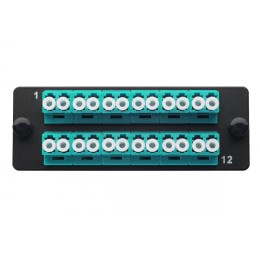 Планка Q-SLOT с 12 адаптерами дуплекс LC OM3 Eurolan 38M-30-2L-01-12BL