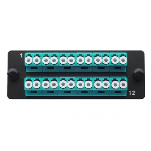 Планка Q-SLOT с 12 адаптерами дуплекс LC OM3 Eurolan 38M-30-2L-01-12BL