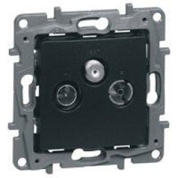 Розетка телевизионная TV/R/SAT СП Etika Plus 2дБ 0-2400МГц с топологией "звезда" механизм антрацит L