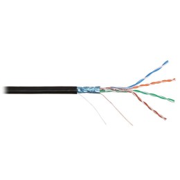 Кабель витая пара F/UTP кат.5E 4х2х24AWG solid PE OUTDOOR черн. (уп.305м) NIKOLAN NKL 2700B-BK