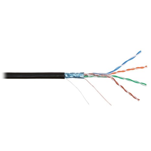 Кабель витая пара F/UTP кат.5E 4х2х24AWG solid PE OUTDOOR черн. (уп.305м) NIKOLAN NKL 2700B-BK