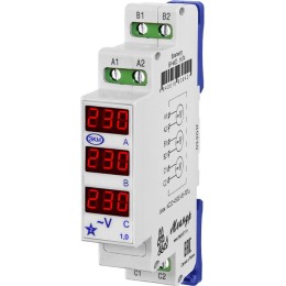 Вольтметр цифровой ВР-М03 АС50-450В УХЛ4 на DIN-рейку измер. напряж. 3ф сети Меандр A8302-19912141