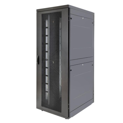 Шкаф Rackcenter D9000 42U 750х1200 передняя дверь перф. 1-ств. задняя дверь перф. 2-ств. черн. Eurol