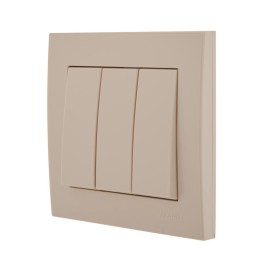 Выключатель 3-кл. СП Rain IP20 крем. LEZARD 703-0303-109