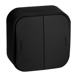 Выключатель 2-кл. ОП Quteo 10А IP20 10AX черн. матов. Leg 782474