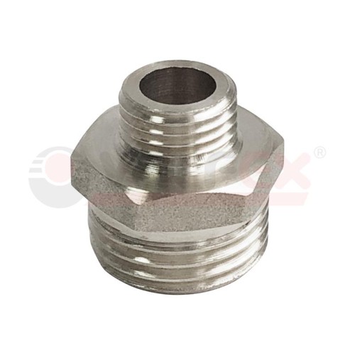 Ниппель никелированный переходной НР 1/2дюйм-НР 3/8дюйм (400/10) VALFEX VF.580.N.012.038