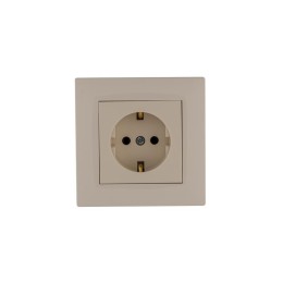 Розетка 1-м Karea RIZZ с заземл. керамика крем Makel 88010008