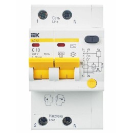 Выключатель автоматический дифференциального тока 2п C 10А 30мА тип AC 4.5кА АД-12 KARAT IEK MAD10-2