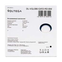 Светильник 15Вт GX53х1 IP20 встраив. Voltega DL-VGL086-GX53-RD-BW