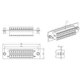 Панель FO-FPM-W120H32-24LC-BL для FO-19BX с 24 LC адаптерами 24 волокна одномод. OS1/OS2 120х32мм ад