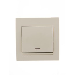 Выключатель 1-кл. СП Deriy 10А с подсветкой крем. LEZARD 702-0303-111