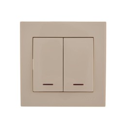 Выключатель 2-кл. СП Rain IP20 с подсветкой крем. LEZARD 703-0303-112