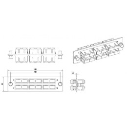 Панель FO-FPM-W120H32-6DSC-BL для FO-19BX с 6 SC (duplex) адаптерами 12 волокон одномод. 120х32мм ад