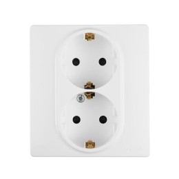 Розетка 2-м СП Etika 16А IP31 250В 2х2P+E с заземл. защ. шторки немецк. стандарт безвинт. клеммы бел