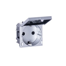 Розетка 1-м СП 2мод. Zenit 16А IP21 250В с заземл. Schuko защ. шторки с крышкой механизм серебр. ABB