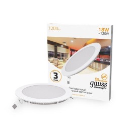 Светильник светодиодный Slim 18Вт 3000К IP20 1200лм 220-240В ДВО круг бел. GAUSS 939111118