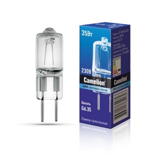 Лампа галогенная JD 35Вт капсула G6.35 3000К 220-240В Camelion 5203