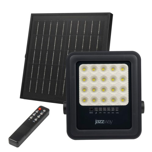 Прожектор светодиодный PFL SOLAR 02 50 6500К GR IP65 ДО с солнечн. панелью и пультом Pro+ JazzWay 50