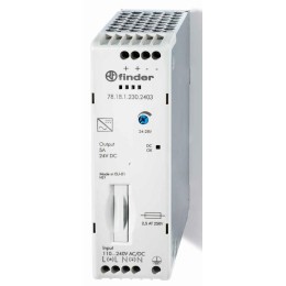 Источник питания импульсный вход 120...240В AC/220В DC / выход 24В DC 120Вт компактный IP20 FINDER 7