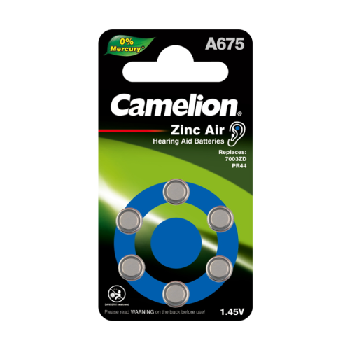 Элемент питания ZA675 Mercury Free A675-BP6 (0%Hg) 1.4В 620мА.ч для слуховых аппаратов BL-6 (блист.6