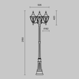 Светильник Rivoli 3х60Вт E27 IP44 садово-парковый Maytoni O026FL-03B