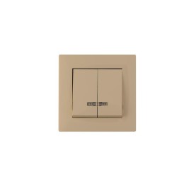 Выключатель 2-клав. с подсветкой Karea RIZZ крем Makel 88010023