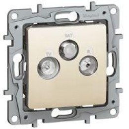 Розетка телевизионная TV/R/SAT СП Etika Plus 2дБ 0-2400МГц с топологией "звезда" механизм сл. кость